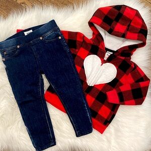 18m Girl’s Hudson jeans NWOT w/fleece red heart hoody!